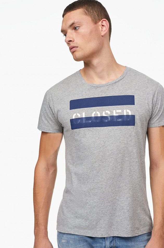 Closed T-Shirt mit Print in Grau/Blau