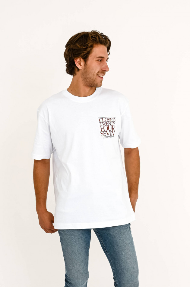 Closed T-Shirt mit Schriftzug in Weiß