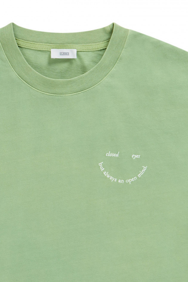 Closed T-Shirt mit Stitching-Schriftzug in Mint