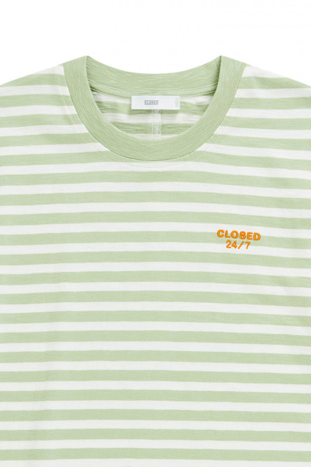 Closed Gestreiftes T-Shirt in Matcha/Weiß