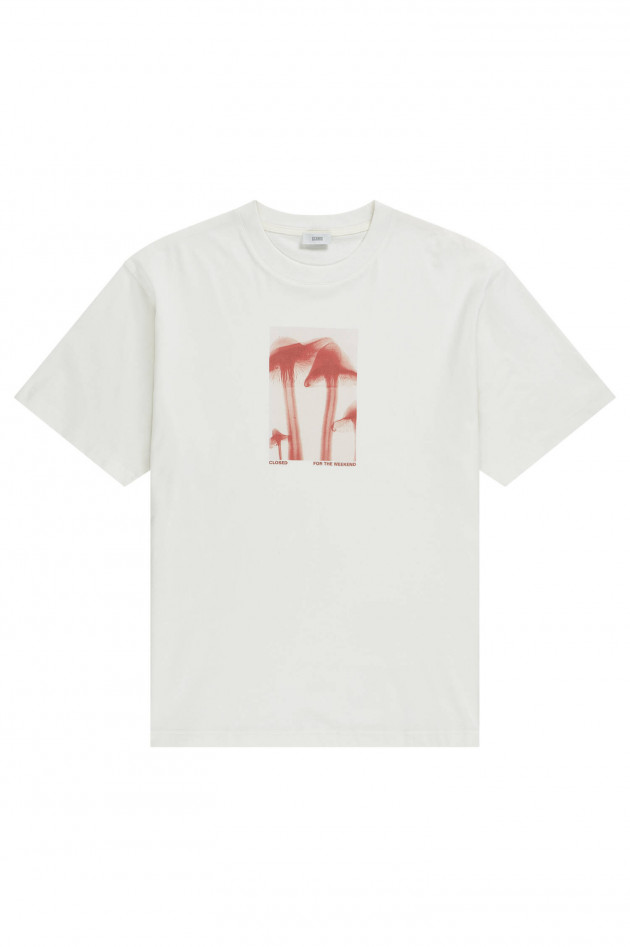 Closed T-Shirt mit Frontprint in Creme/Rot