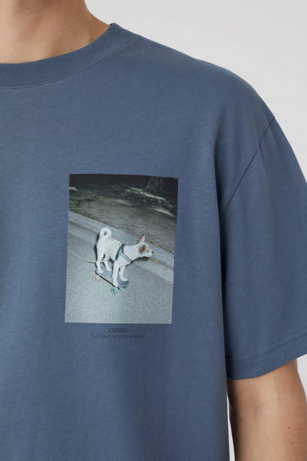 Closed T-Shirt mit Foto-Print in Mittelblau