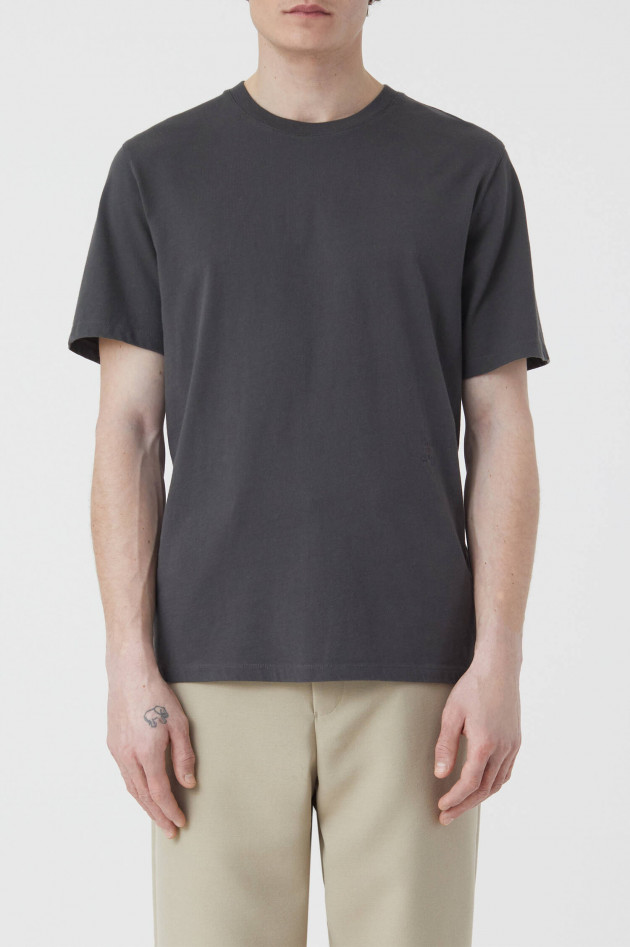Closed Jersey T-Shirt mit Logo Stickerei in Anthrazit