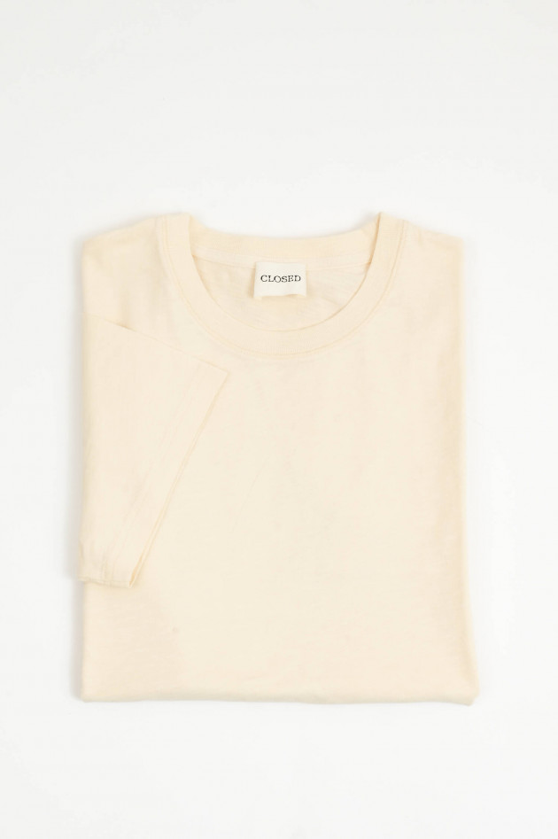 Closed  T-Shirt mit Logo-Stickerei in Creme