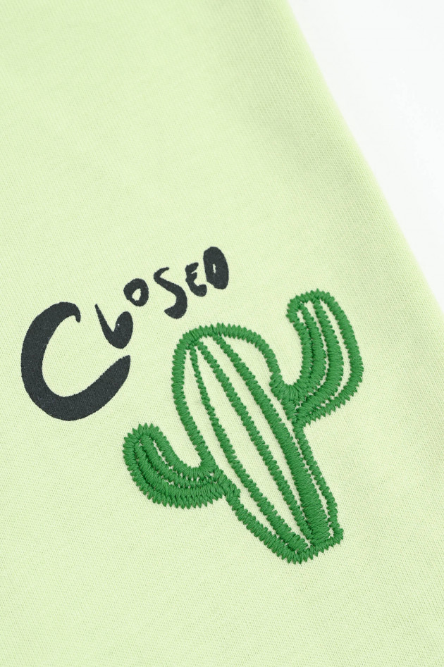 Closed T-Shirt mit gesticktem Kaktus in Minzgrün