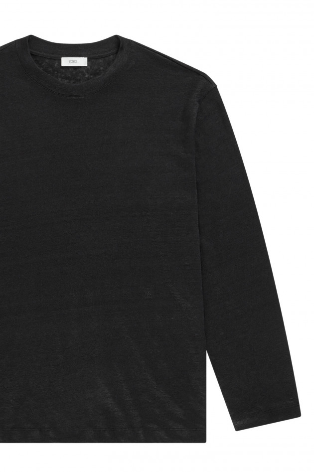 Closed Leinen Longsleeve in Schwarz