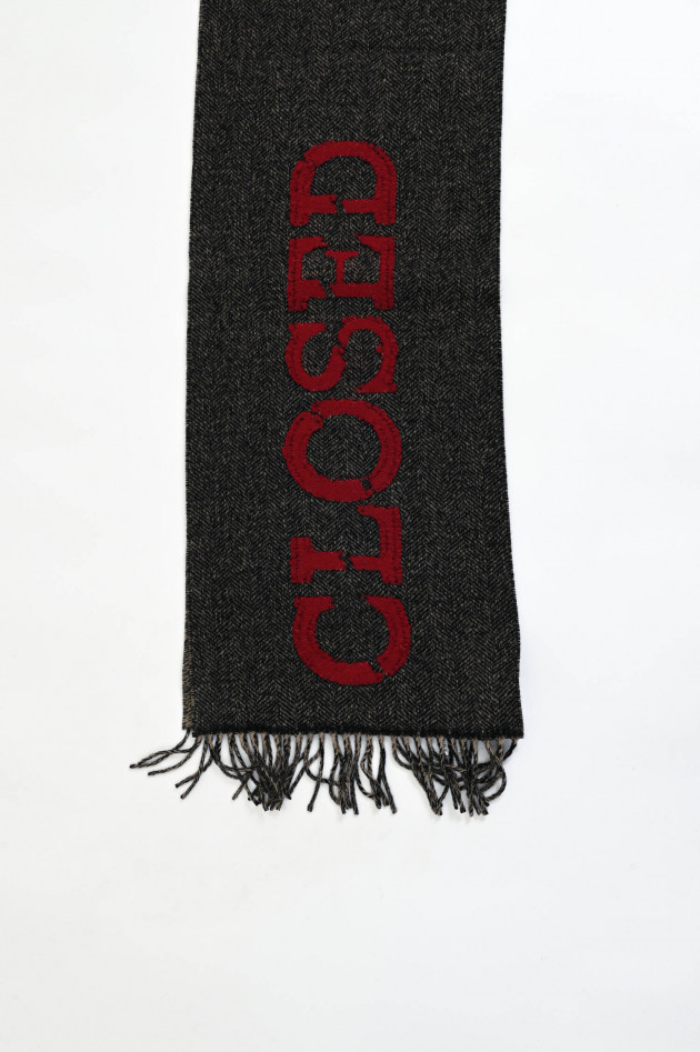 Closed Wollschal mit Logo-Print in Braun/Rot