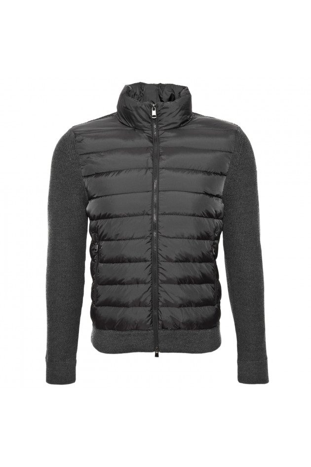 Moncler Daunenjacke mit Strickeinsätzen in Grau