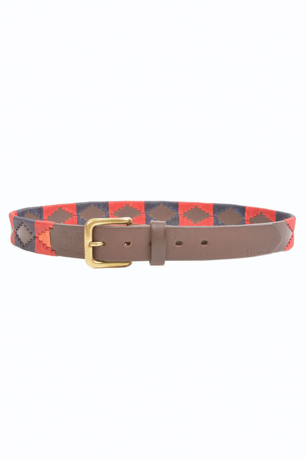 deBruné Gürtel aus Havanna - Vollleder in Navy/Rot