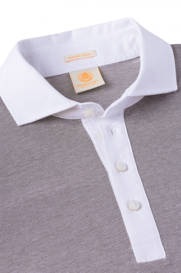 Depavory Poloshirt BERGAMO in Braun/Weiß