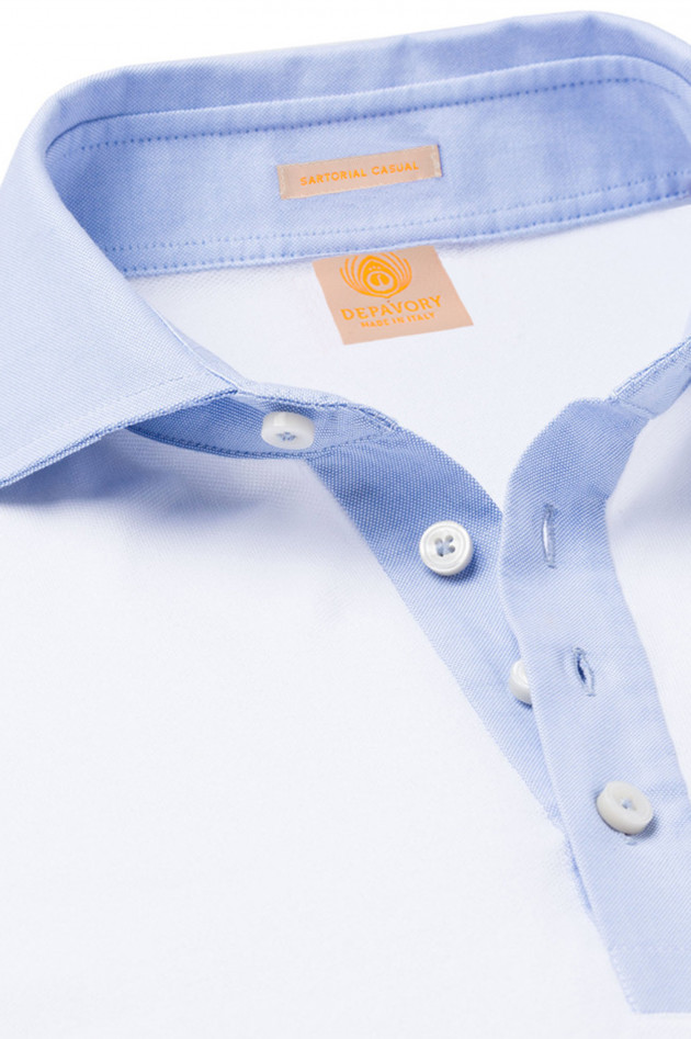 Depavory Poloshirt BERGAMO in Weiß/Blau