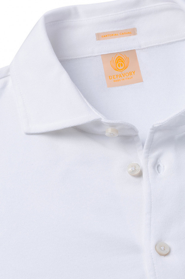 Depavory Longsleeve-Polo in Weiß