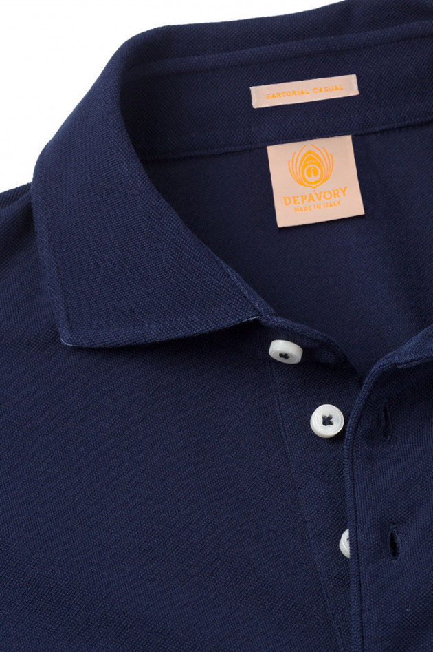 Depavory Longsleeve-Polo in Navy