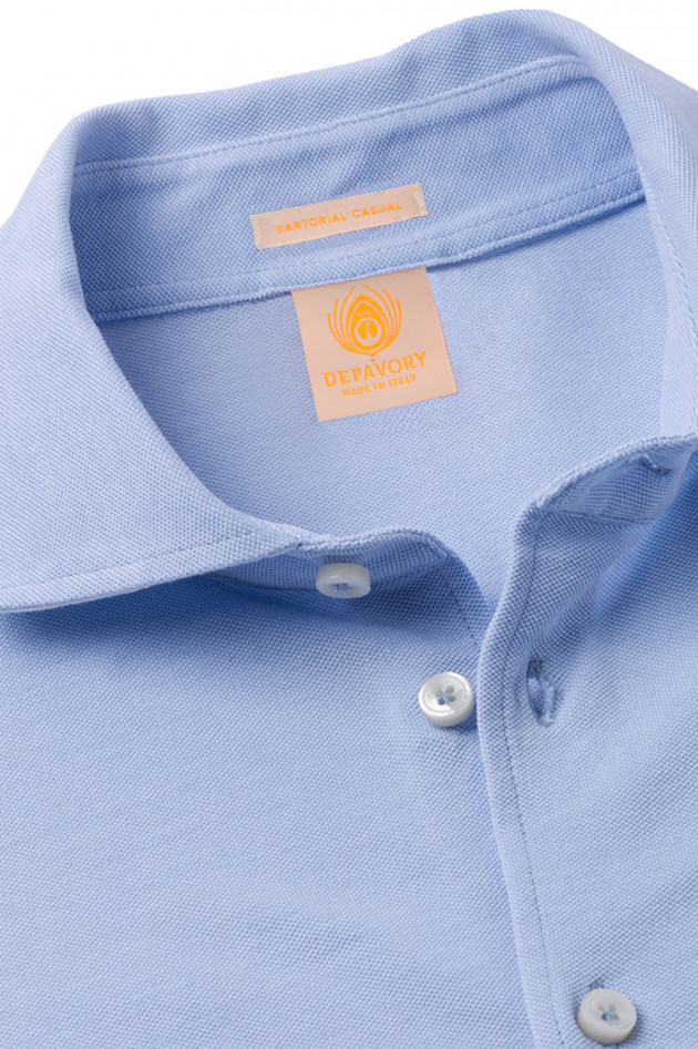 Depavory Longsleeve-Polo in Blau
