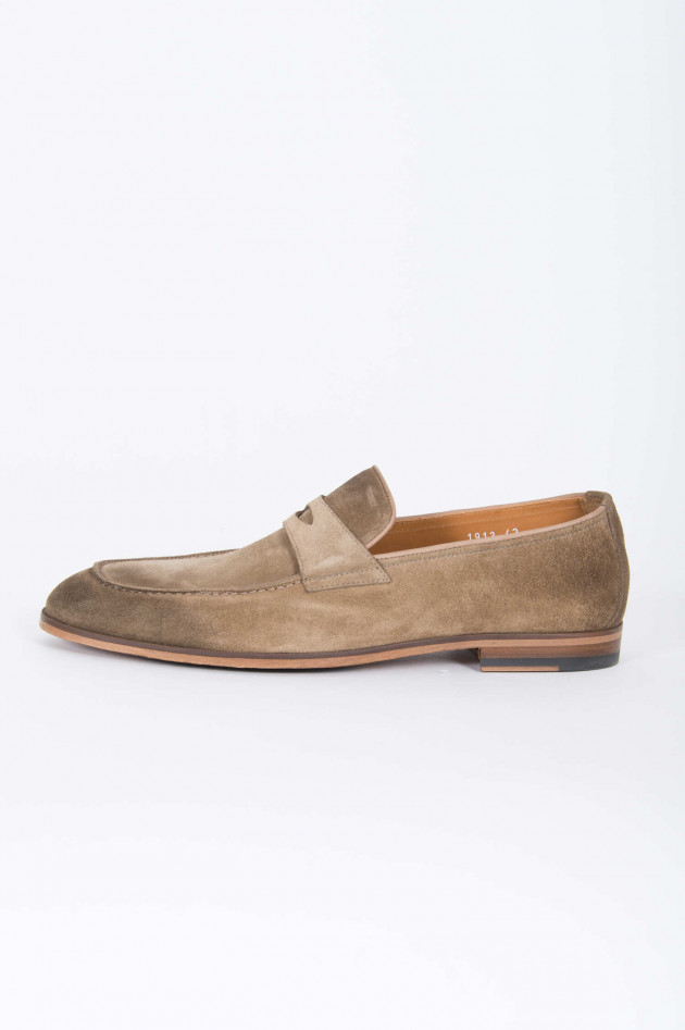 Doucal´s Loafer aus Veloursleder in Hellbraun