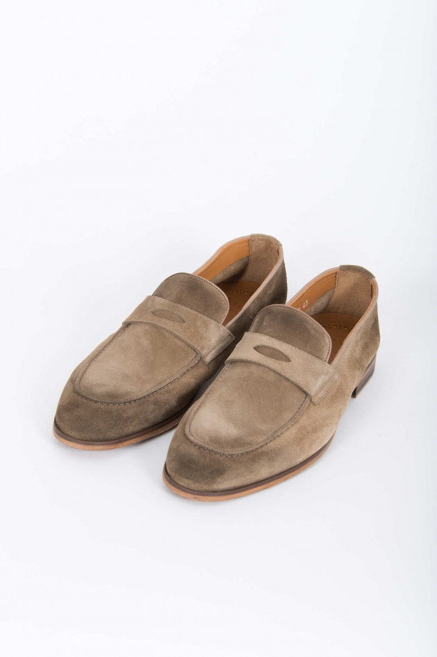 Doucal´s Loafer aus Veloursleder in Hellbraun