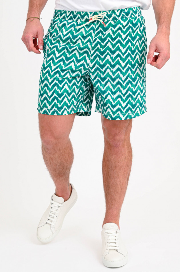 Ecoalf Badeshorts PRINTALF in Grün / Weiß