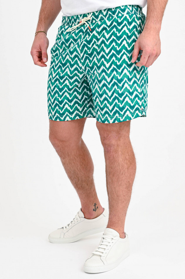 Ecoalf Badeshorts PRINTALF in Grün / Weiß