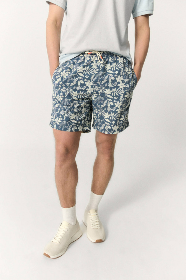 Ecoalf Gemusterte Badeshorts PRINT in Blau/Weiß