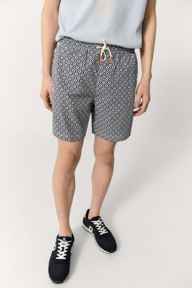 Ecoalf Gemusterte Badeshorts PRINT in Blau/Grün