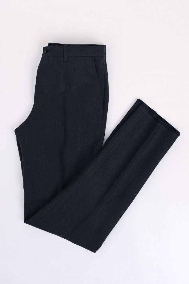 Etro Leinenhose mit dezentem Muster in Navy