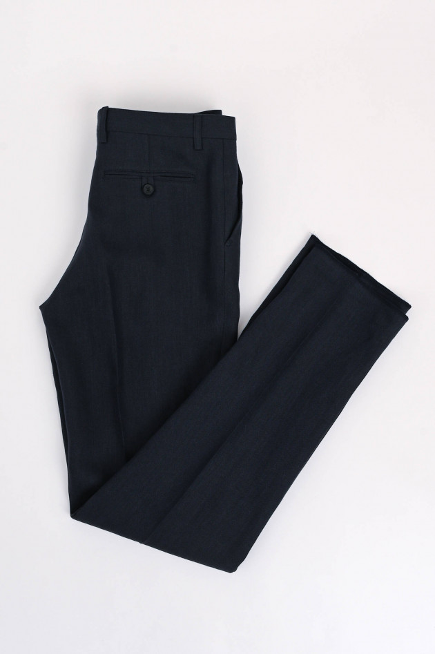 Etro Leinenhose mit dezentem Muster in Navy