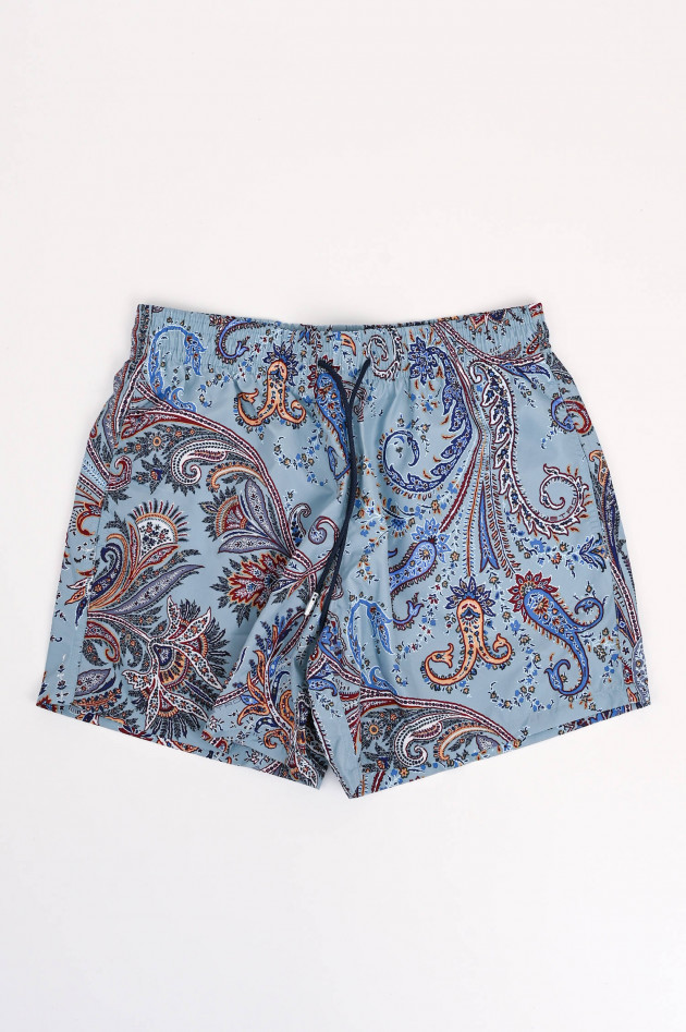 Etro Badeshorts mit Pesley-Print in Multicolor/Hellblau