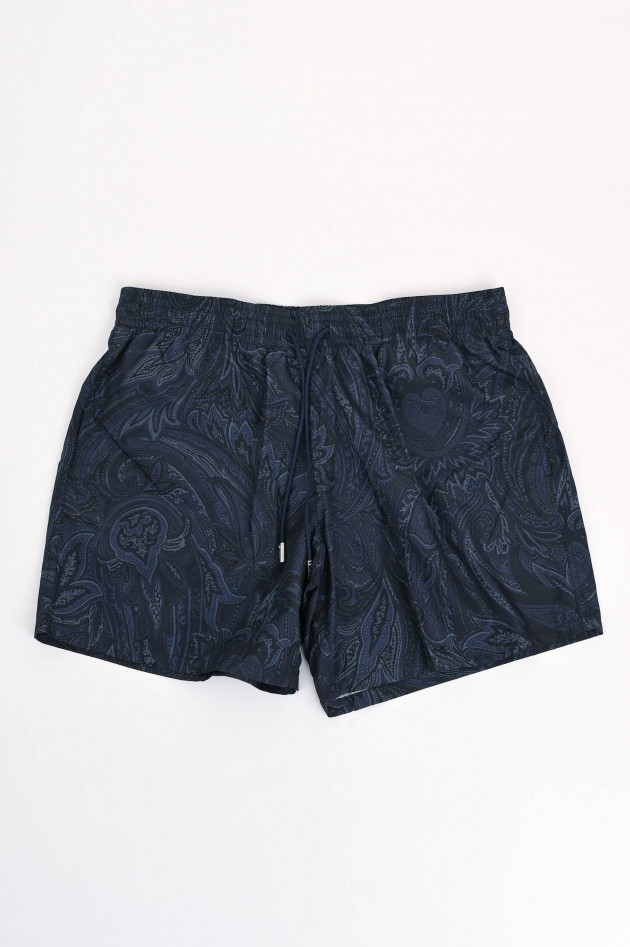 Etro Badehose mit Paisley Print in Navy/Schwarz
