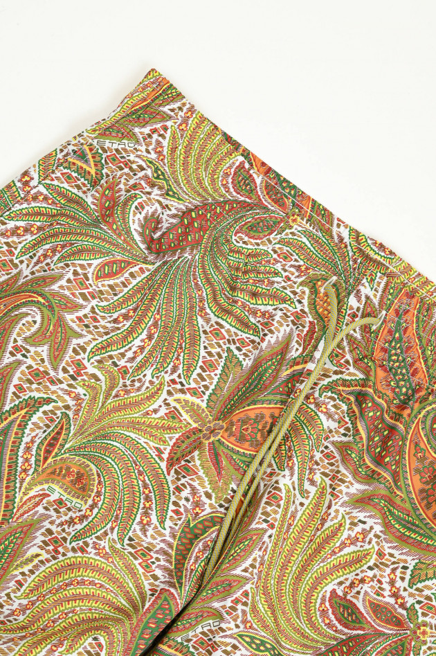 Etro  Badehose mit Paisley Print in Grün/Multicolor