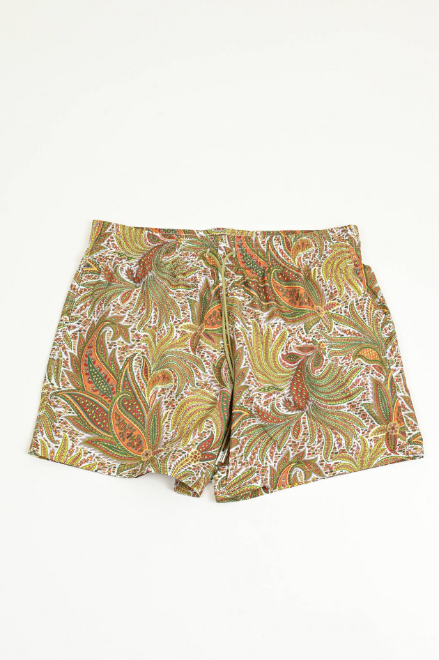 Etro  Badehose mit Paisley Print in Grün/Multicolor