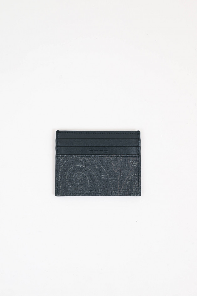 Etro Kartenetui mit Paisleymuster in Grau/Schwarz