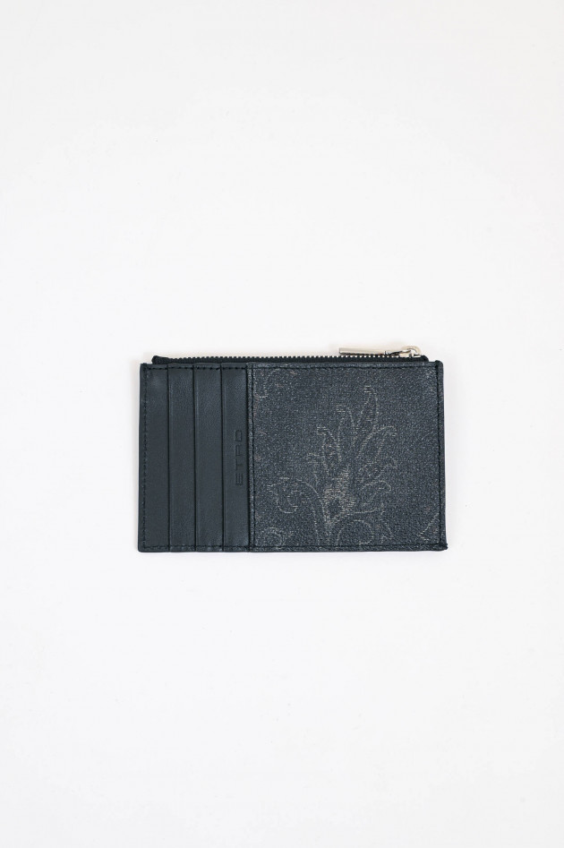 Etro Kartenhalter mit Paisleymuster in Grau/Schwarz