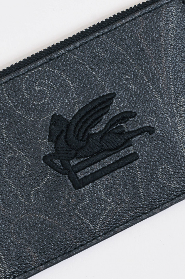 Etro Kartenhalter mit Paisleymuster in Grau/Schwarz