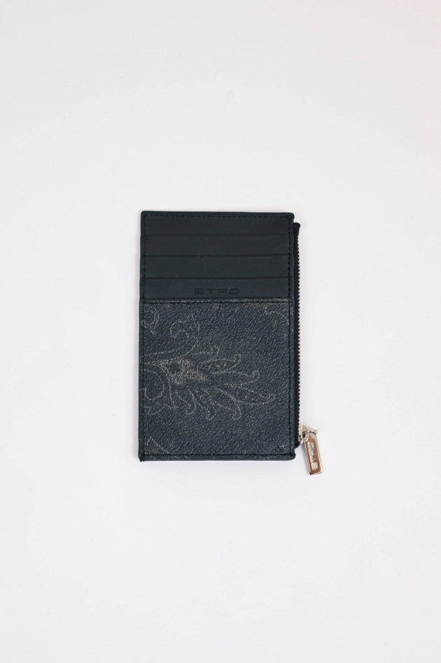 Etro Kartenhalter mit Paisleymuster in Grau/Schwarz