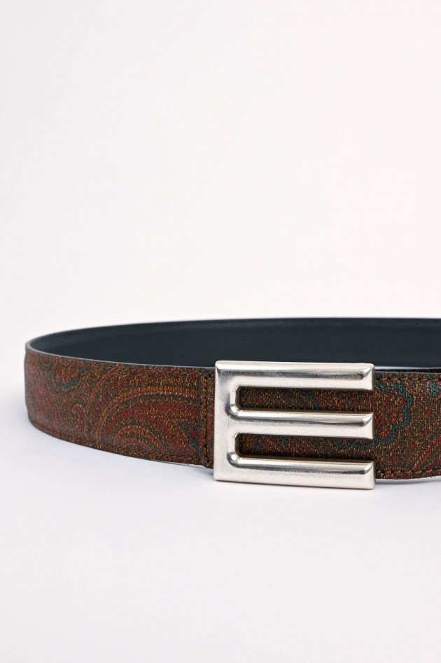 Etro Wendegürtel Gürtel mit Paisley Print in Braun/Blau