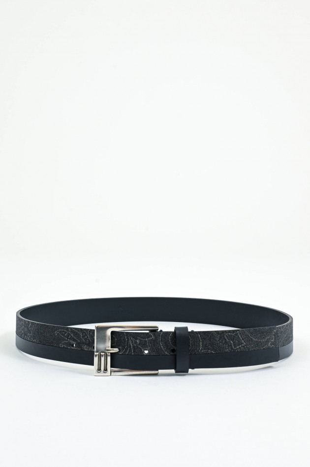 Etro Gemusterter Gürtel aus Leder in Navy
