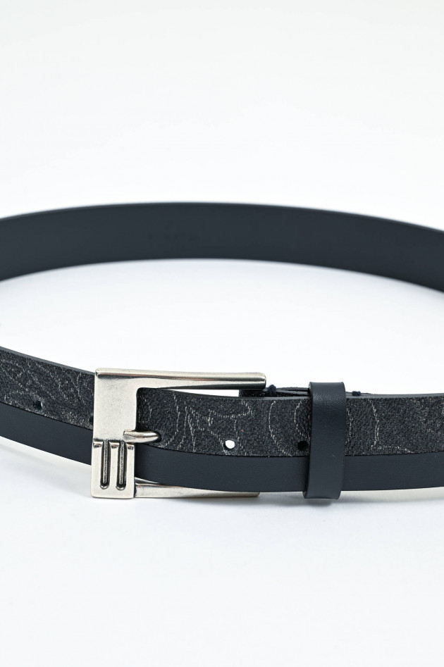 Etro Gemusterter Gürtel aus Leder in Navy