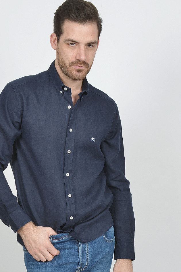 Etro Leinenhemd in Dunkelblau