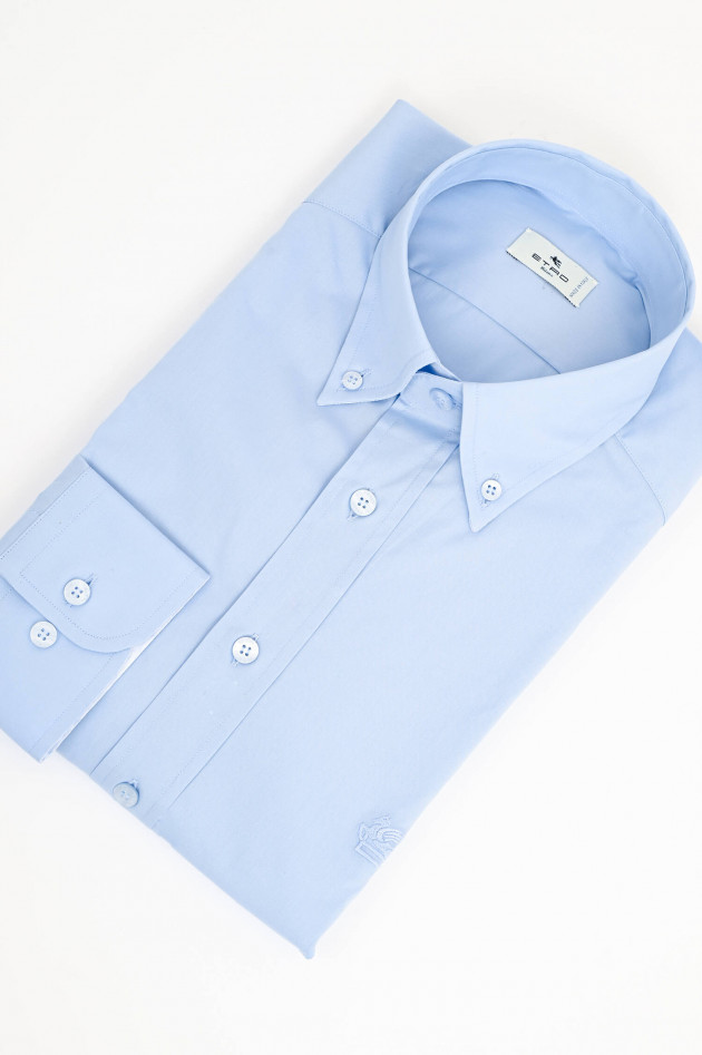 Etro Baumwollhemd mit gesticktem Pegasus in Hellblau