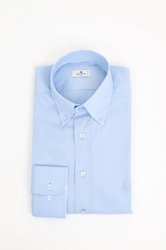Etro Baumwollhemd mit gesticktem Pegasus in Hellblau