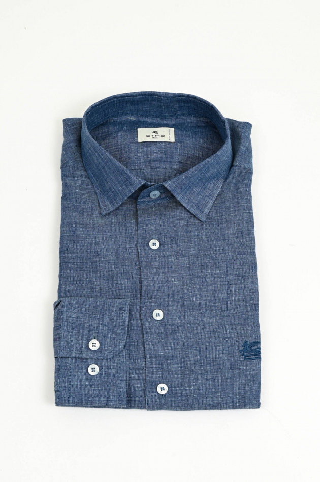Etro  Leinenhemd in Mittelblau