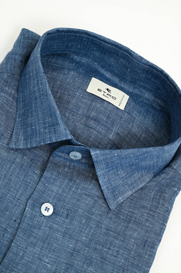 Etro  Leinenhemd in Mittelblau