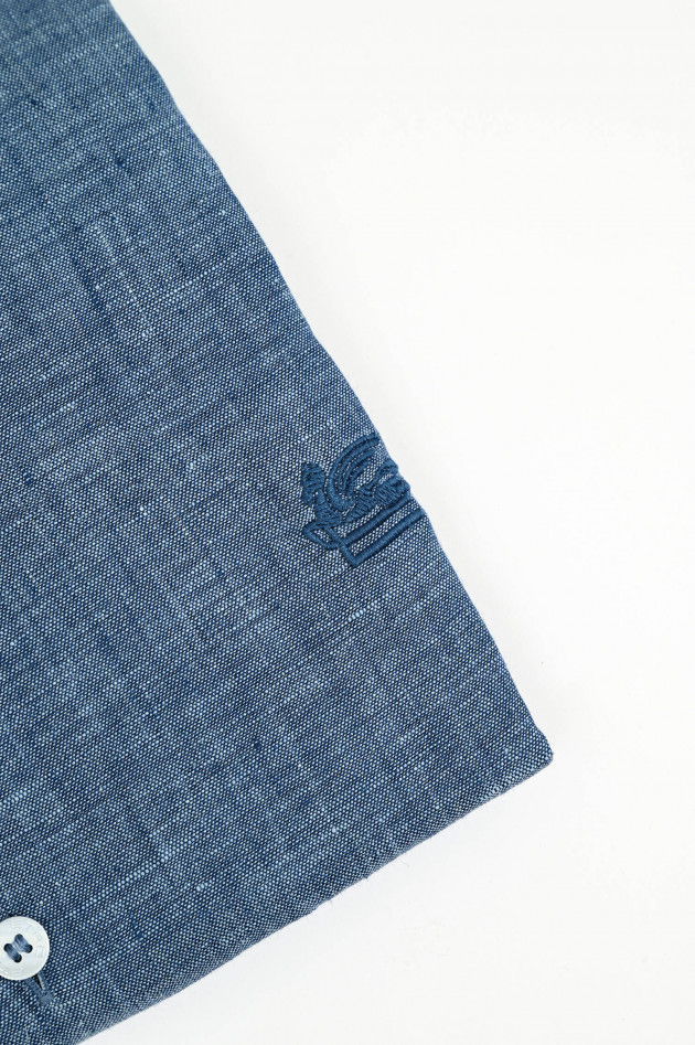 Etro  Leinenhemd in Mittelblau