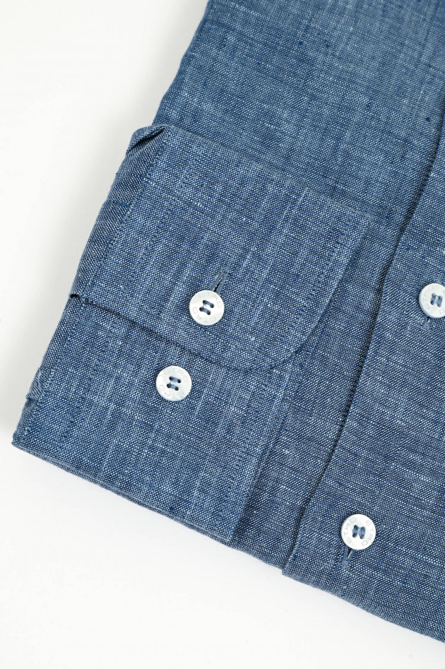 Etro  Leinenhemd in Mittelblau