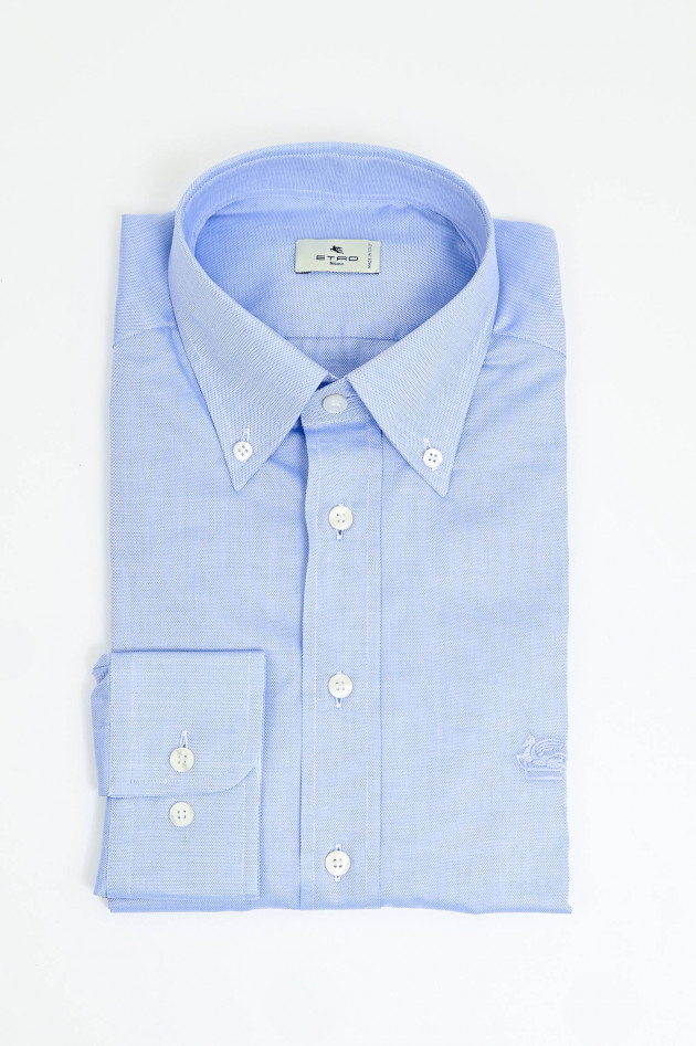 Etro  Piqué-Baumwollhemd in Hellblau