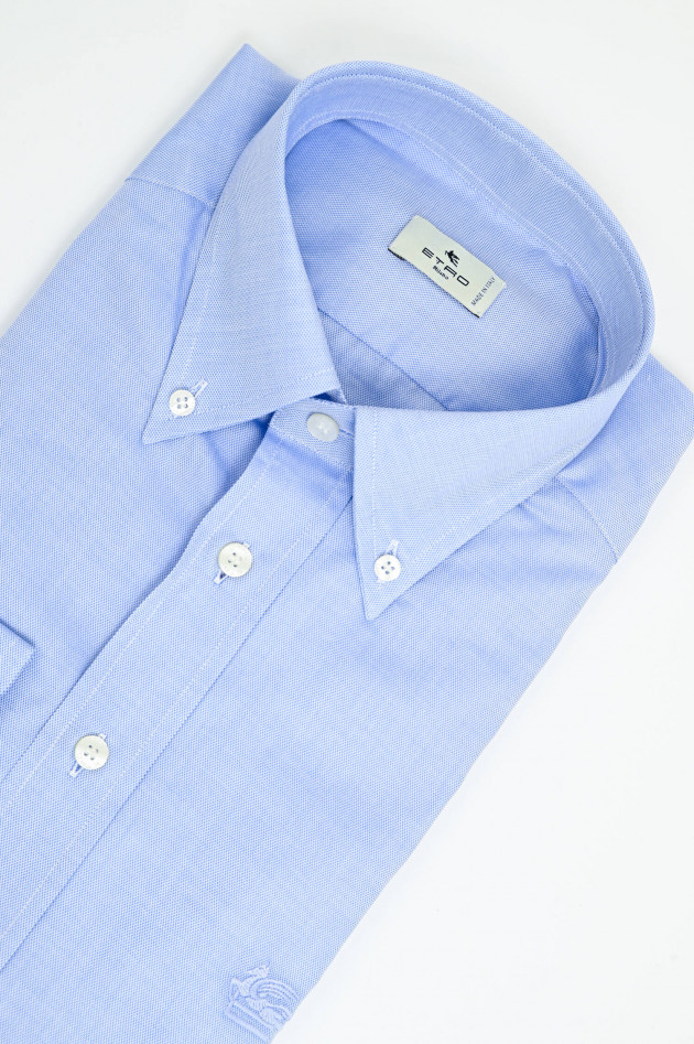 Etro  Piqué-Baumwollhemd in Hellblau