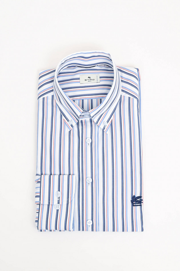 Etro Hemd mit Streifen in Weiß/Blau/Rot