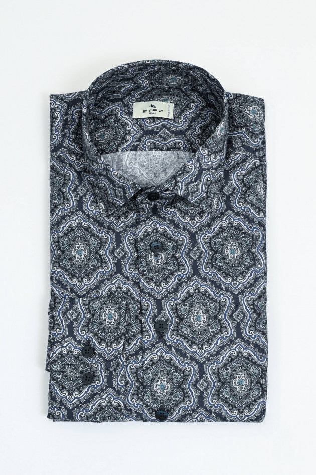 Etro Gemustertes Hemd aus Baumwolle in Blau/Grau