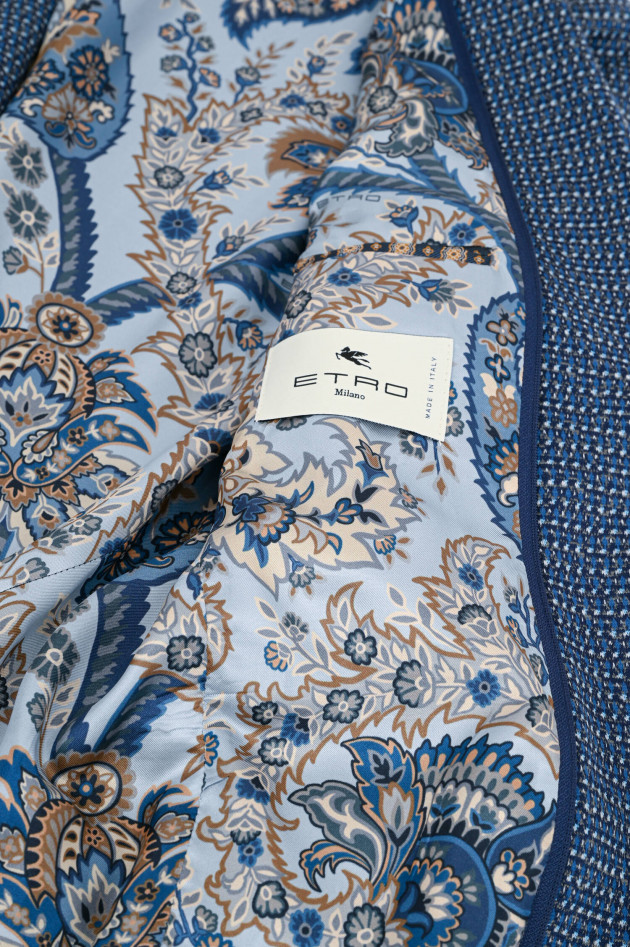 Etro Hybrid-Jacke in Dunkelblau gemustert