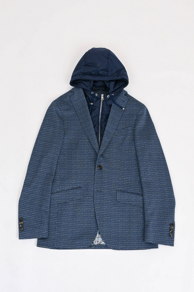 Etro Hybrid-Jacke in Dunkelblau gemustert